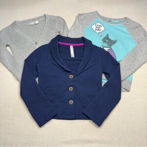 Bundle of 3 Long Sleeve Girls (2) Tops and (1) Blazer - Size Medium (7/8)